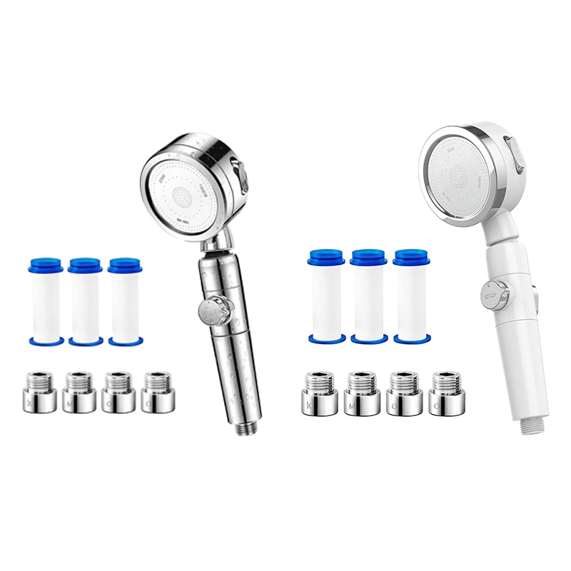 

Shower Head, Water Saving Shower, 3 Stage Model, Water Purification Increases Pressure, G1/2 With 4 Adapter & 3 Filter