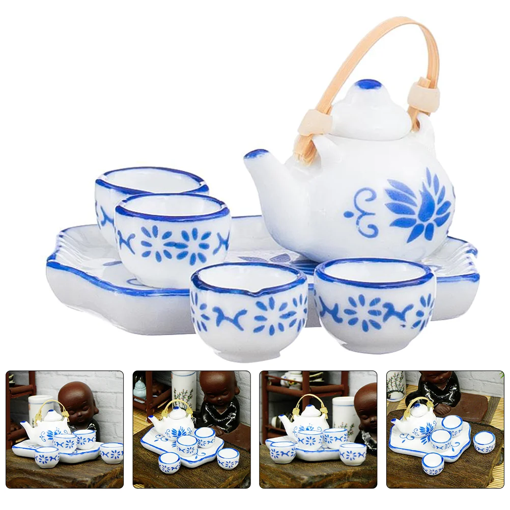 

1 Set of Mini Tea Pot Model Adornment Kids Mini House Delicate Photo Props