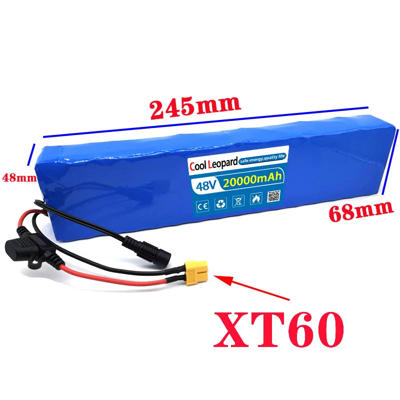 

Original 13S2P Built-In 100W BMS 18650 Lithium Battery Pack 48V 20Ah Is Suitable For High-Power Electric Scooter +54.6V Charger