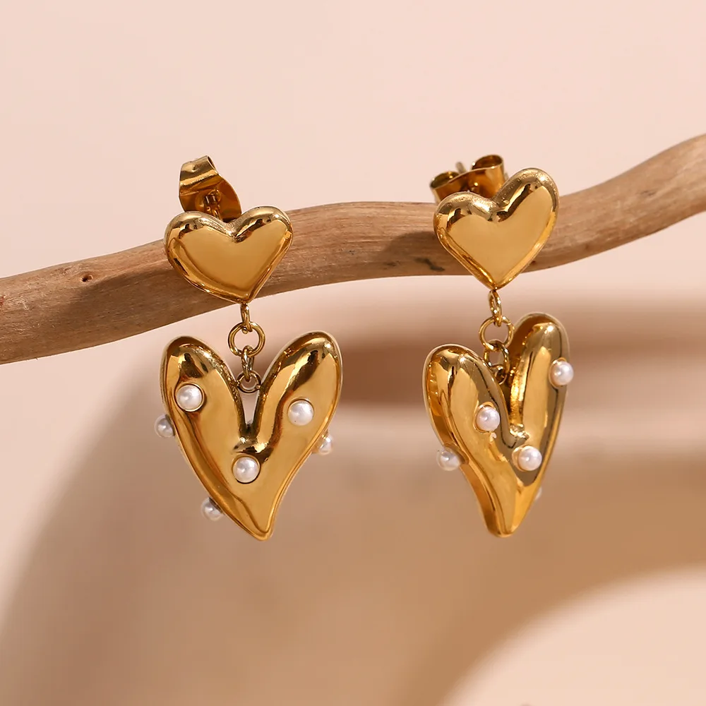 Ailodo романтические 18-каратные позолоченные серьги в форме сердца из нержавеющей