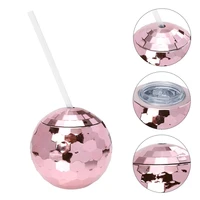 1 set 600ml disco glitter ball cup cocktail nightclub bar party straw wine fashion beer juice whiskey goblet drink