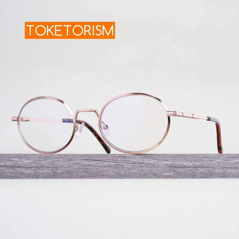 

Toketorism Trending Women's Small Glasses Oval Metal Frame For Men Retro Computer Eyeglasses 8503