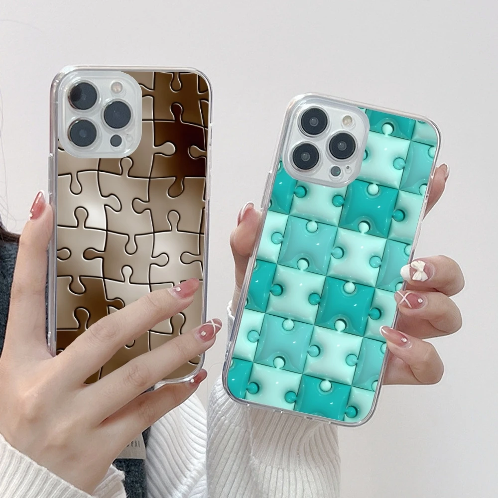 Модный красивый чехол для мобильного телефона Puzzle iPhone 16 15 14 13 12 11 X XR XS 8 Pro Max Plus