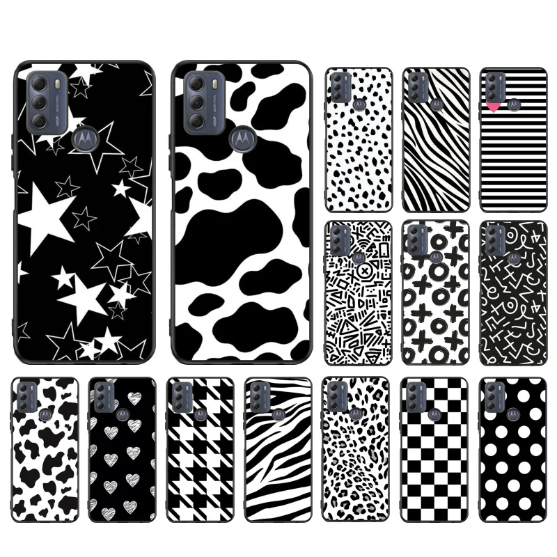 

Cow zebra Leopard Dot Black White Phone Case for Motorola Moto G 5G G50 G60 G100 G Stylus G9 G8 G7 Power G Pure G8 Play G7 Plus