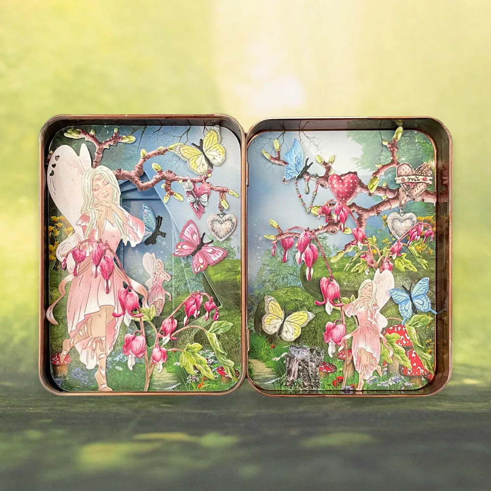 Ветви и висящие сердца бабочки Любящая фея выпуск февраль 2023 года металлические ножи для вырубки для скрапбукинга бумажного ремесла.