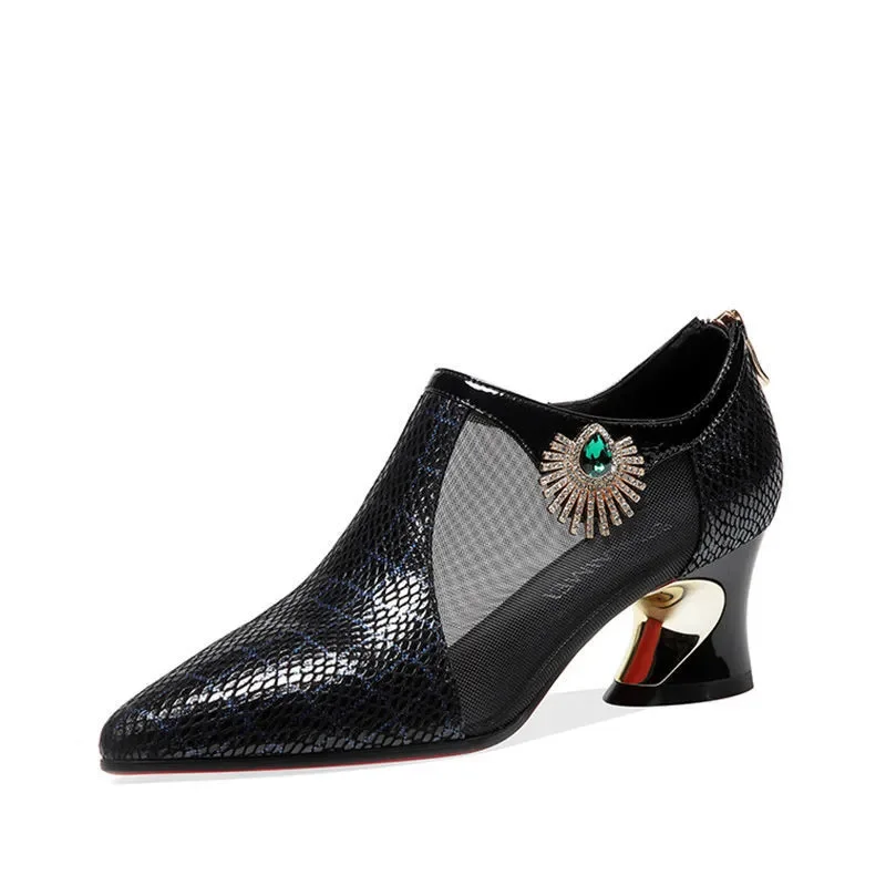 

Women Fashion Black Mesh Breathable Spring & Autumn Square Heel Shoes Lady Classic Comfort Grey Pumps Zapatos De Mujer E278