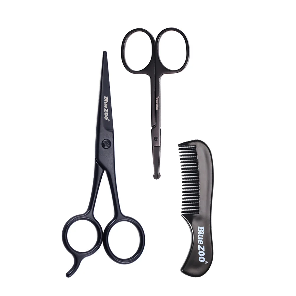 3PCS Beard Grooming Kit Facial Hair Scissors Mustache Shear  Mustache Scissors Beard Grooming Comb Facial Hair Scissors Men