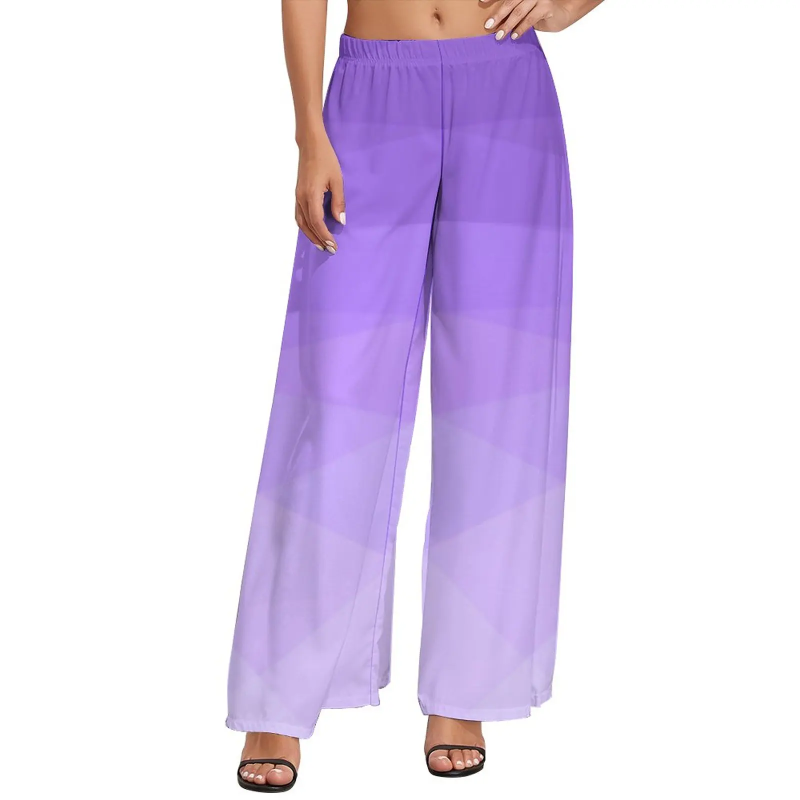 

Ombre Polygonal Pants Gradient Purple Aesthetic Straight Wide Leg Pants High Waist Modern Trousers Large Size