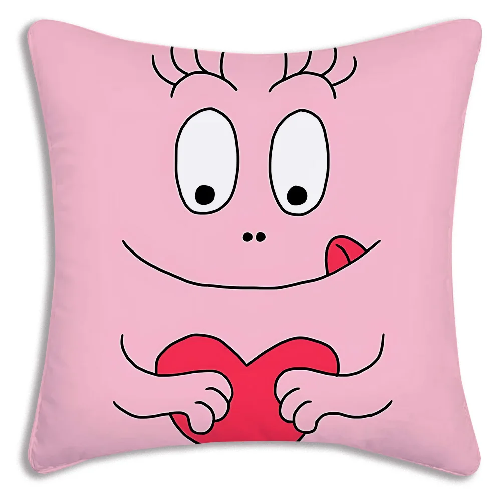 Cute cartoon B-B-Barbapapas Pillow Covers Cartoon Sofa Decorative Home Double-sided Printing Short Plush Cushion Cover
