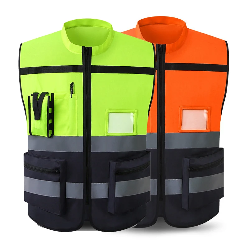 

High Visibility Reflective Vest Sleeveless Jacket Men Hi Vis Workwear Uniform Safety Protective Gear Fluorescent Yellow Tank Top