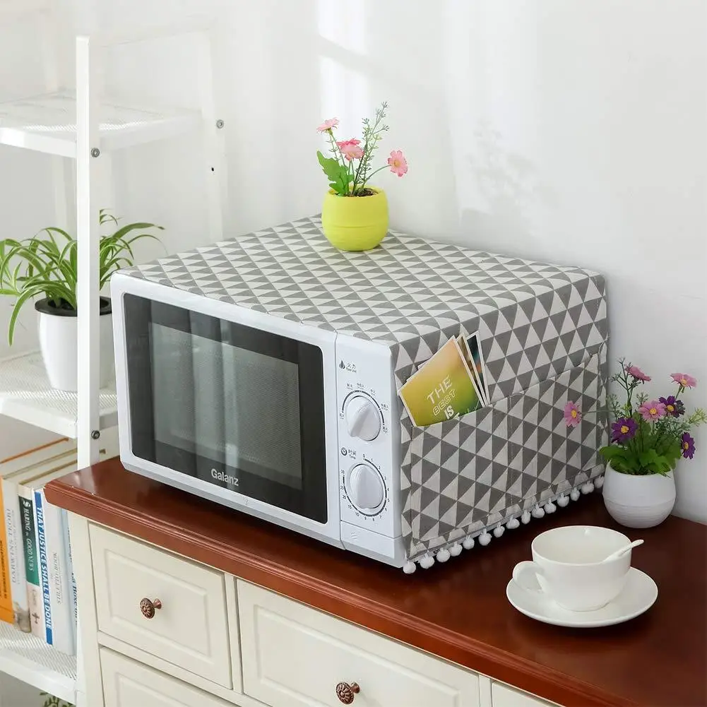 

Universal Cotton Linen Dust Cover with Storage Bag for Kitchen Microwave Oven