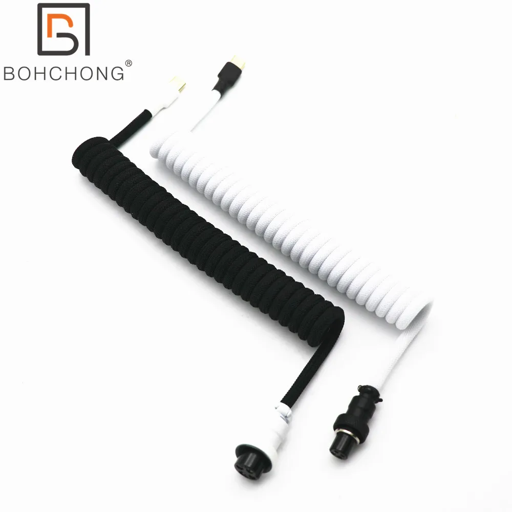 Цветной матовый спиральный OD 23 мм кабель GX16 Z-формы с спиральной клавиатурой USB Type