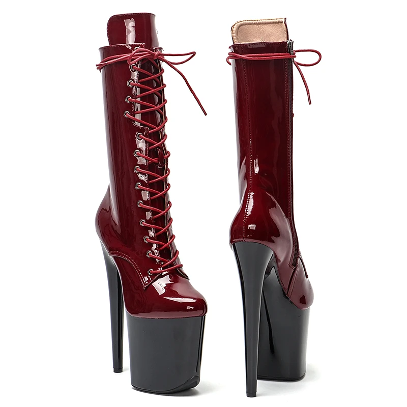 Leecabe  20CM/8Inch Patent upper Women's Platform disco party High Heels Shoes Pole Dance boot