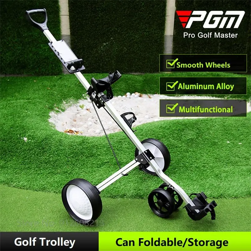 PGM Folding Golf Trolley Outdoor Portable Golf Pull Push Cart Multifunctional Golfing Cart Bag Carrier with 4 Wheel Push Cart