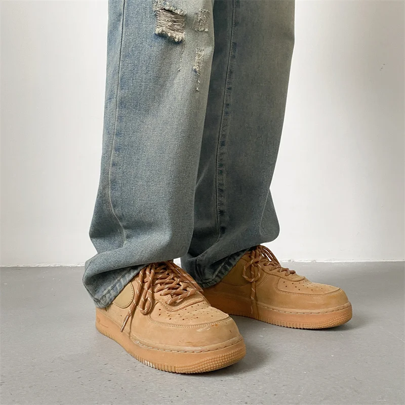 Blue Baggy Jeans Men Fashion Vintage Ripped Jeans Men Streetwear Hip-hop Loose Straight Denim Pants Mens Hole Trousers S-2XL