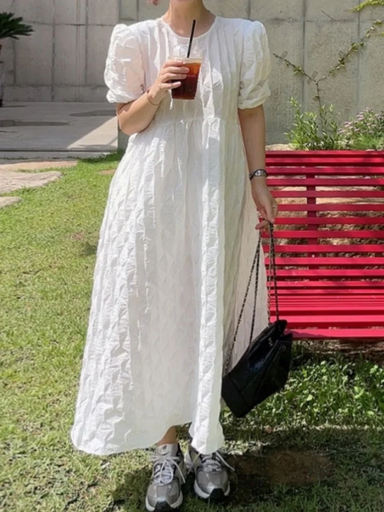 

Женское модельное цельнокроеное платье, элегантное современное платье с О-образным вырезом, открытой спиной и трехмерным пышным рукавом