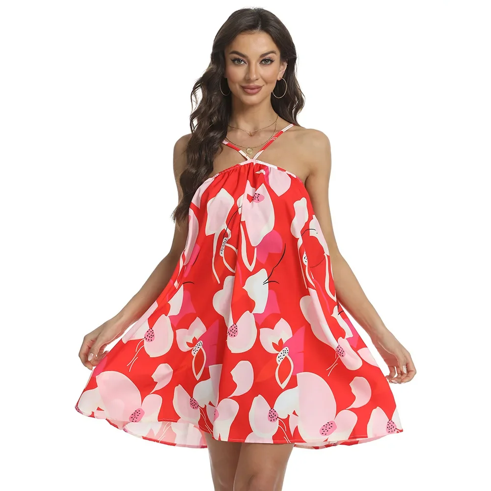 Элегантное приталенное свободное платье с лямкой на шее без бретелек пикантная