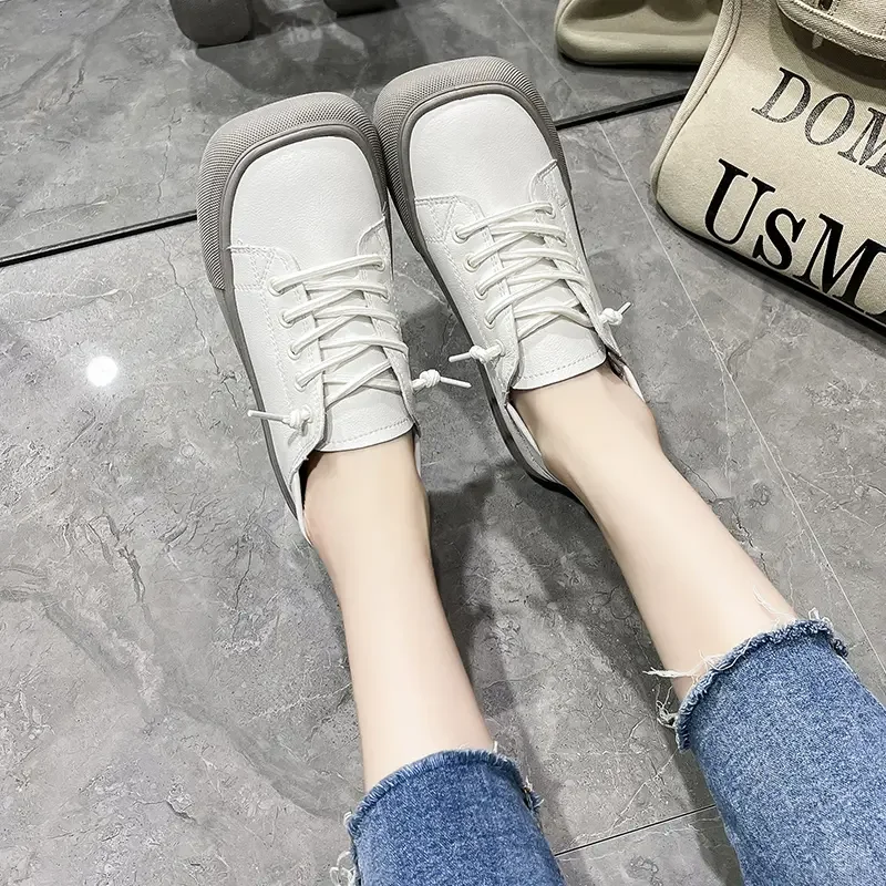 Women Shoes  Genuine Leather Casual Sneakers Plus Size Spring Summer Skate Shoes Ladies Little White Vulcanized Shoes Woman