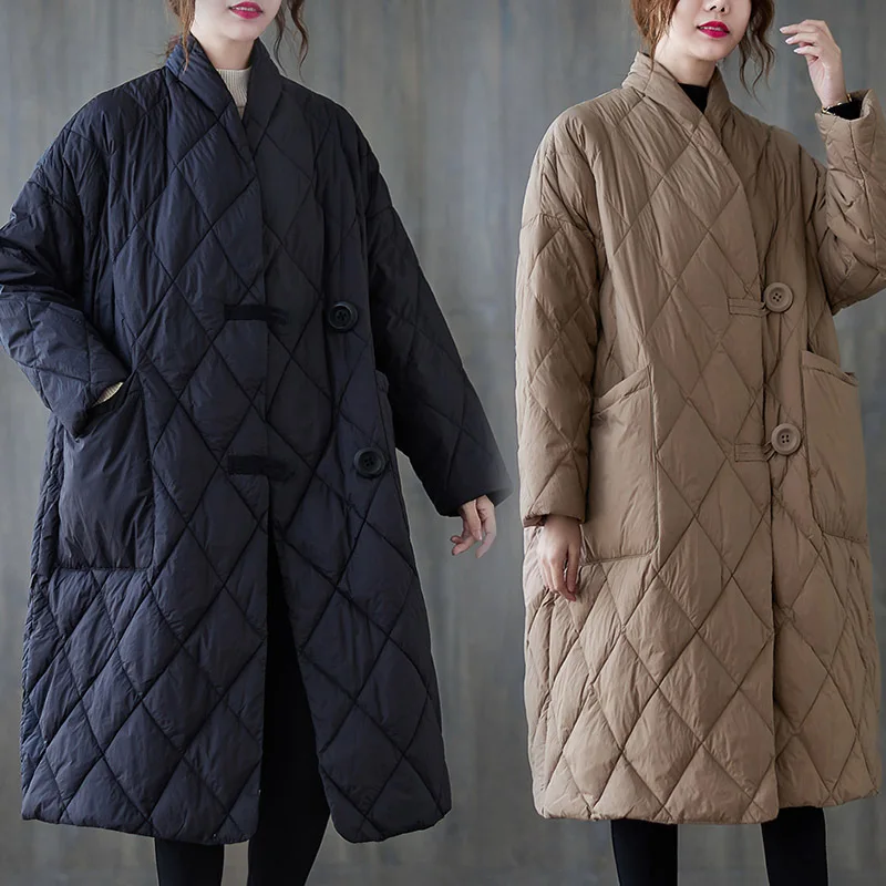 

Women's Lossen Winter Thicken Warm Cotton Jacket Black Long Sleeves Long Coats for Women Clothes Fashion Korean Jacket Women Zm