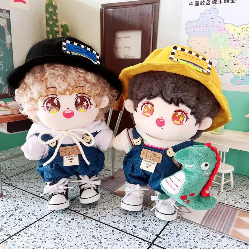 Cowboy Suspenders Pants Fisherman Hat Dress Up Cute Plush Dolls Accessories Kpop Exo Idol Dolls Gift Toy