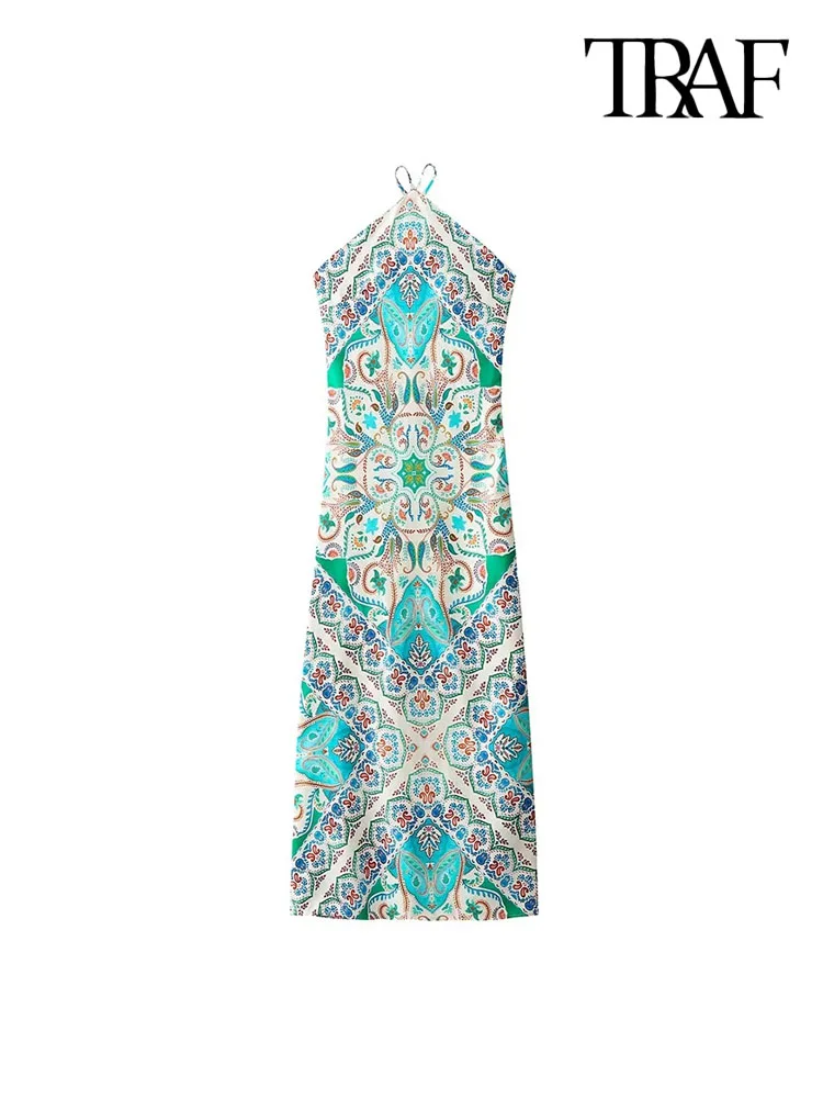 

Платье-миди с открытой спиной и молнией, на тонких бретельках