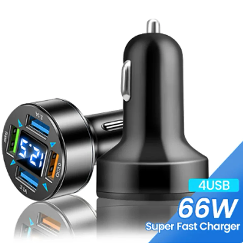 Автомобильное зарядное устройство USB, 66 Вт, 4 порта