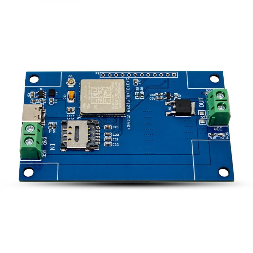 Фото Модуль переключателя MOS с одним каналом 4G AIR780E, питание DC5-60V, N-MOS, слот для Nano SIM, поддержка AT-команд, для вторичной разработки №5