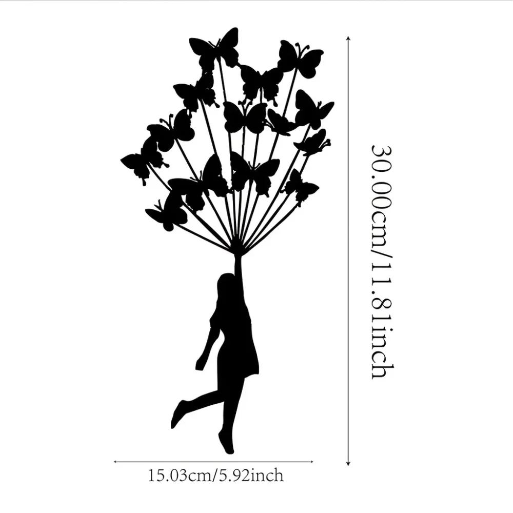 Черное Металлическое Украшение На Стену С Элегантностью Charismatic Butterfly Touch Для Дома