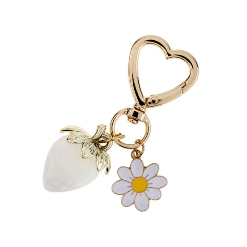 Модная сумка с цветком клубники очаровательное портативное украшение для ключей