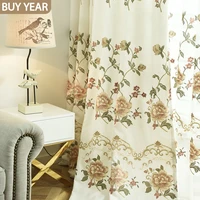 american curtains for living dining room bedroom country pastoral style flowers and birds embroidered semi blackout curtains