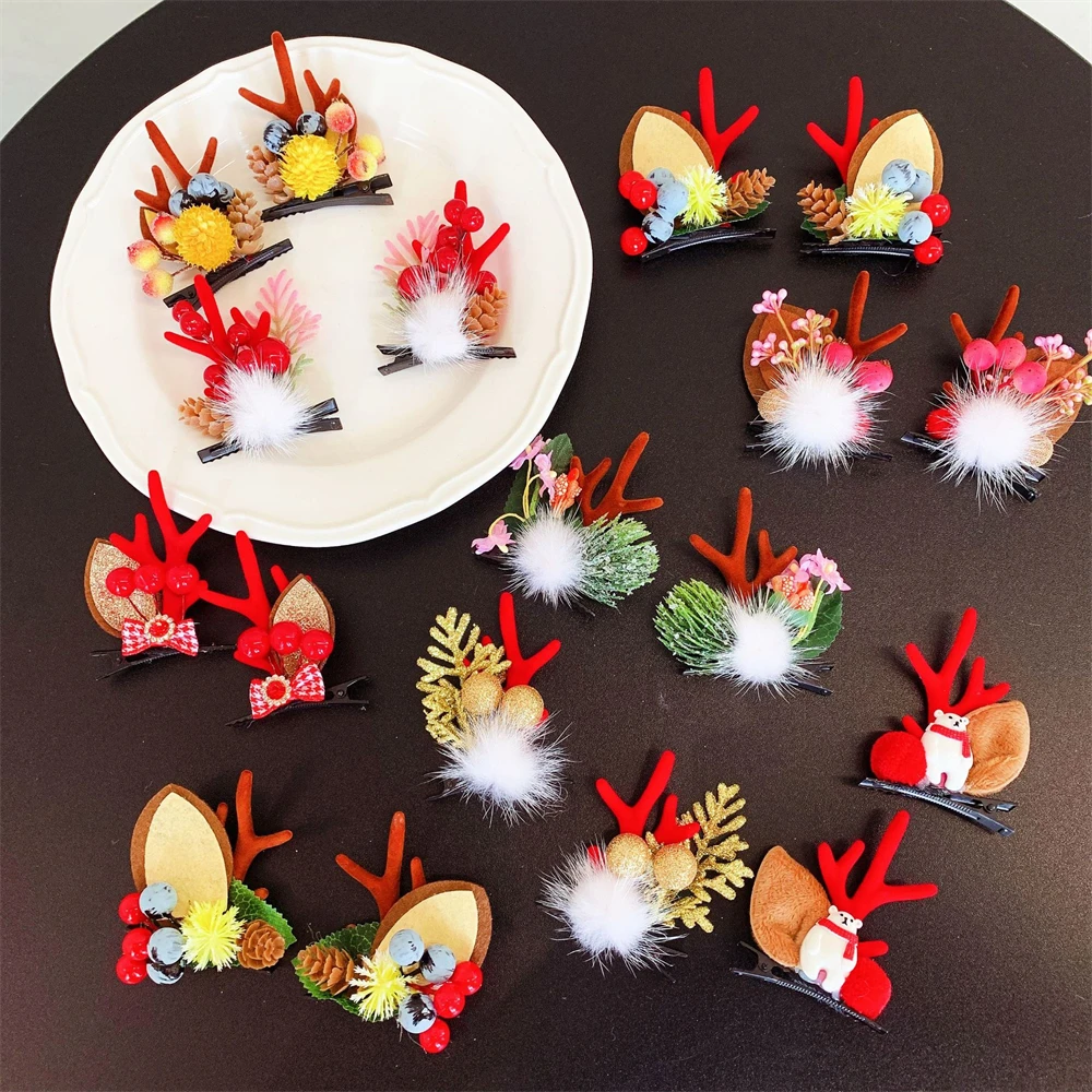 

Children Cherry Duckbill Hairpin Cute Baby Christmas Festival Party Hair Clips Bangs BB Snap Headwear Hair Accessories For Girls