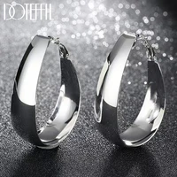 doteffil 925 sterling silver round smooth egg noodle earrings women party gift fashion charm wedding engagement jewelry