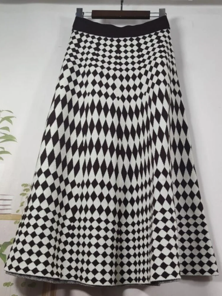 Женская трикотажная юбка-трапеция SMTHMA длинная универсальная с высокой талией и