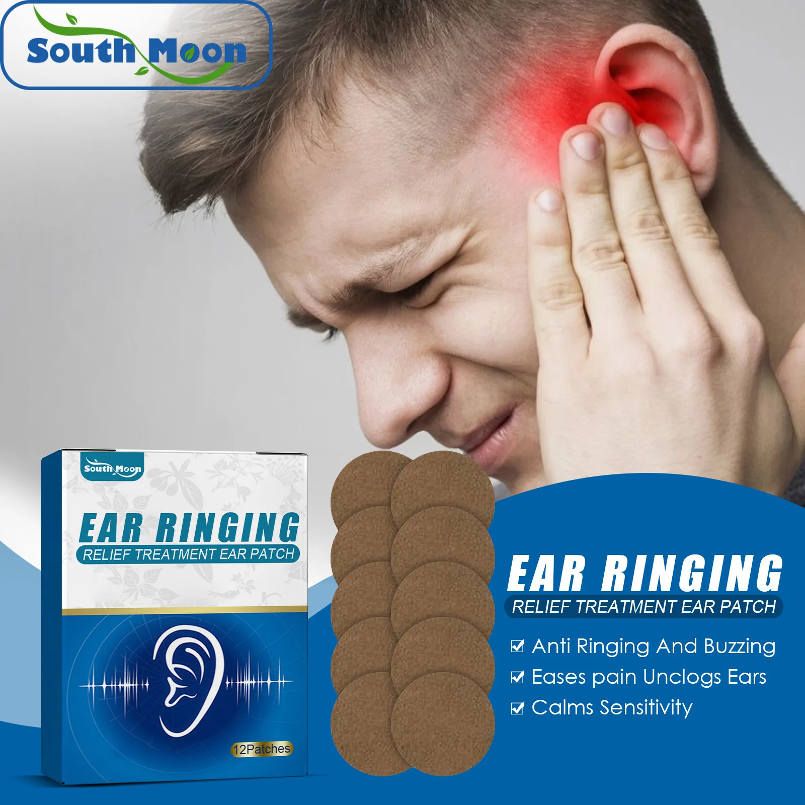 

10pcs Tinnitus Treatment Patch Ear Pain Relief Hearing Loss Stickers Herbal Extract Medical Plaster Improve Listening Patch