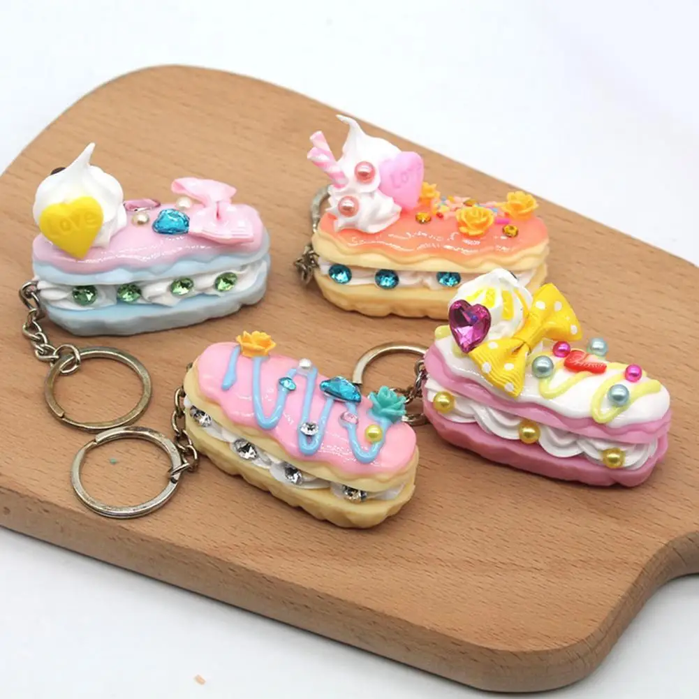 

Beautiful Cake Food Key Chain Pendant Comfortable to Touch Lovely