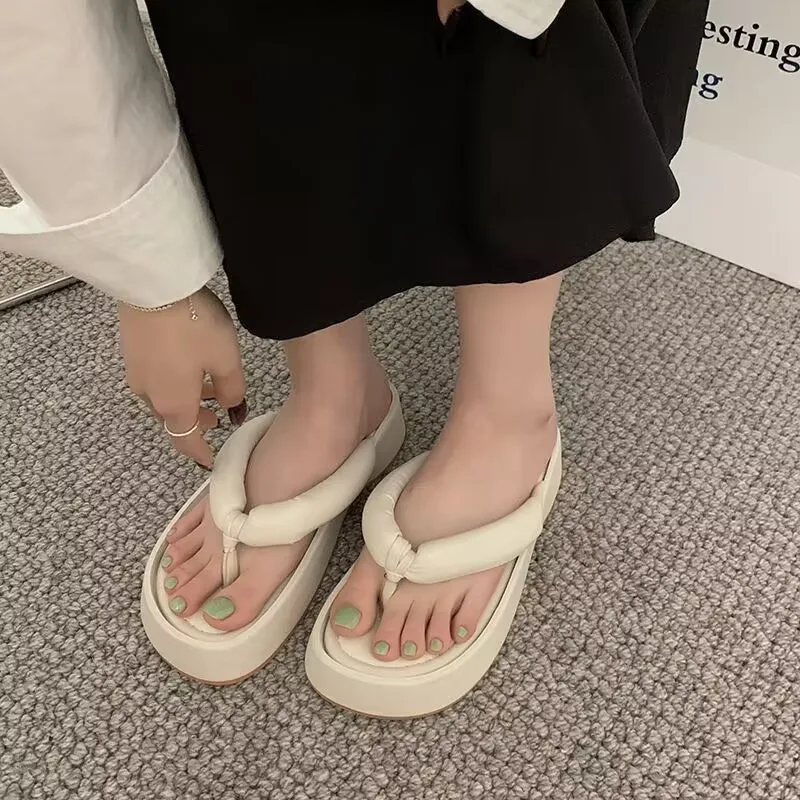 Women Fashion Bowknot Summer Slippers Clip Toe Flip Flops Shoes Female Platform Outdoor Beach Sandals Ladies Casual Flat Slides