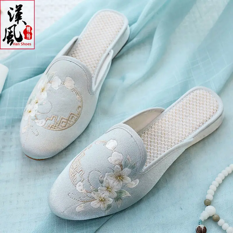 

Шлепанцы Hanfu с античной вышивкой, шлепанцы с вышивкой, женские сандалии 2022, летние женские сандалии, роскошная обувь, шлепанцы для женщин