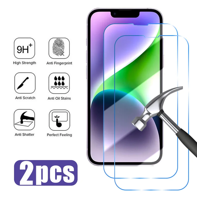 

2 шт. закаленное стекло для iPhone 14 13 12 11 15 Pro Max Mini Защита экрана для iPhone 14 15 Plus X XR XS Max SE 2020 2022 стекло