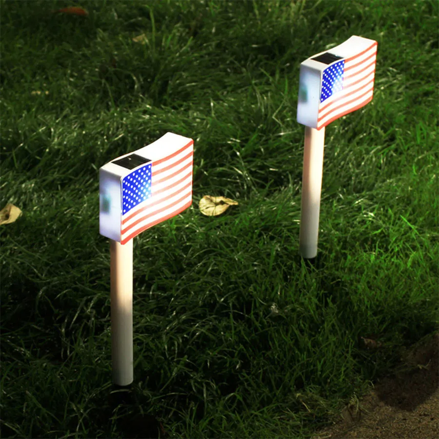 

Bright Solar Pathway Lights LED Solar American Flag Lights Outdoor Waterproof Solar Ground Lights For Garden Walkway Backyard