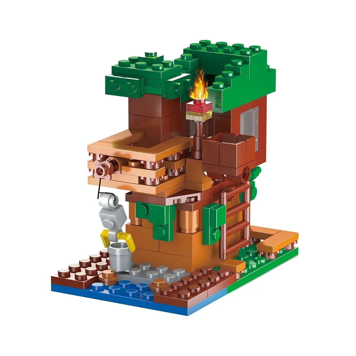 Мой мир Minecrafted Village Tree House Водопад Warhorse Строительные блоки с фигурками Кирпичи DIY