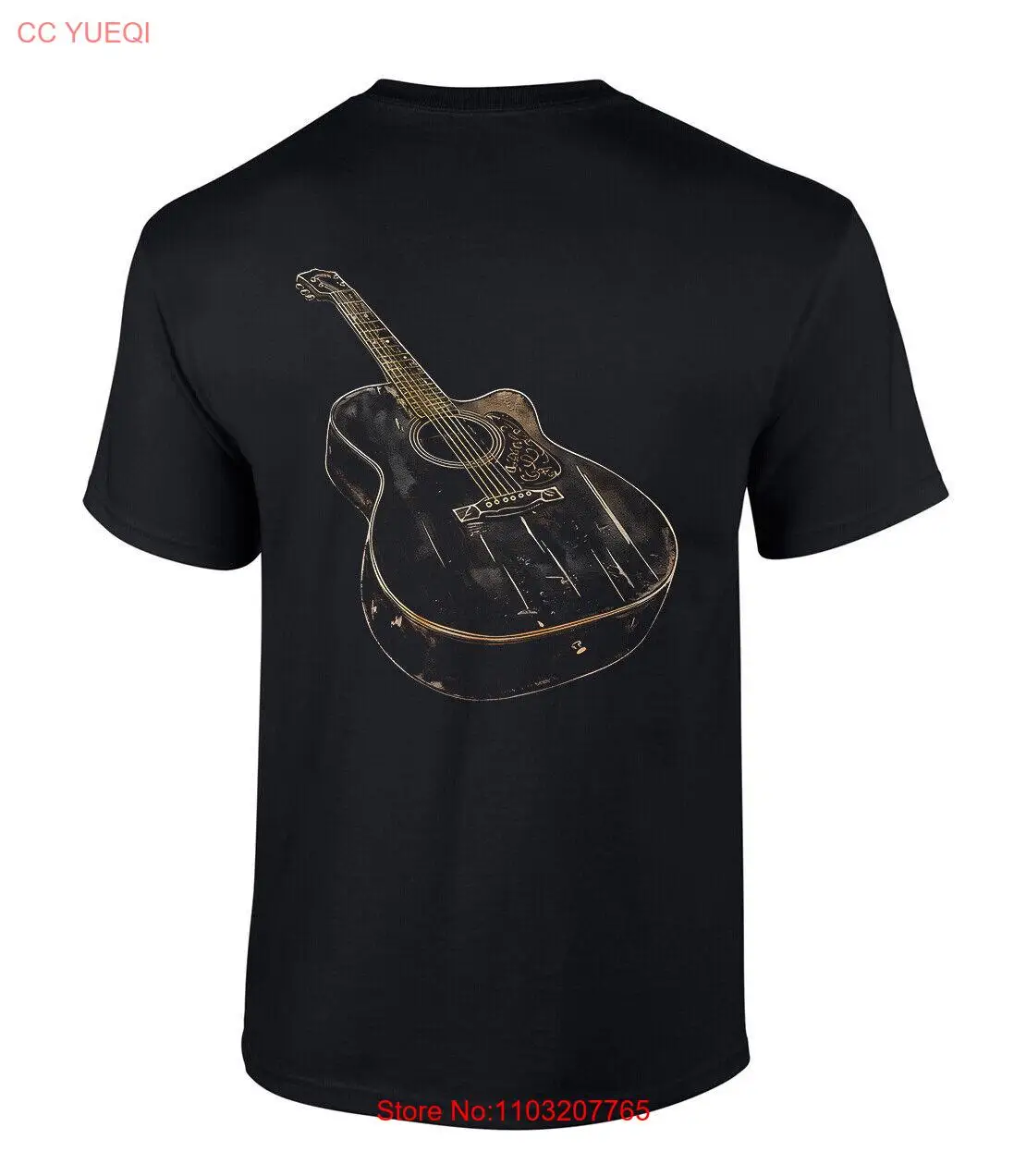 Футболка компании Trenz черная наклонная Акустическая гитара футболка с коротким