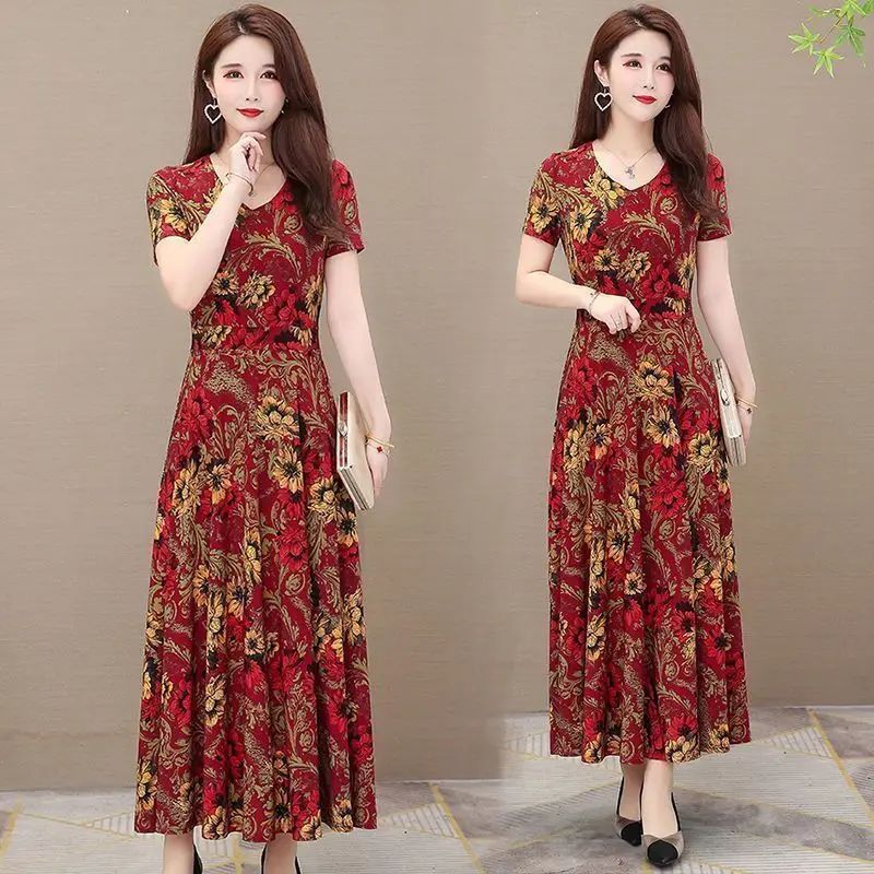 

Mother Summer Dress Large Size Dress Lady Gao 2020 New Style Skirt Woman Dress Vestido De Mujer Femme Robe