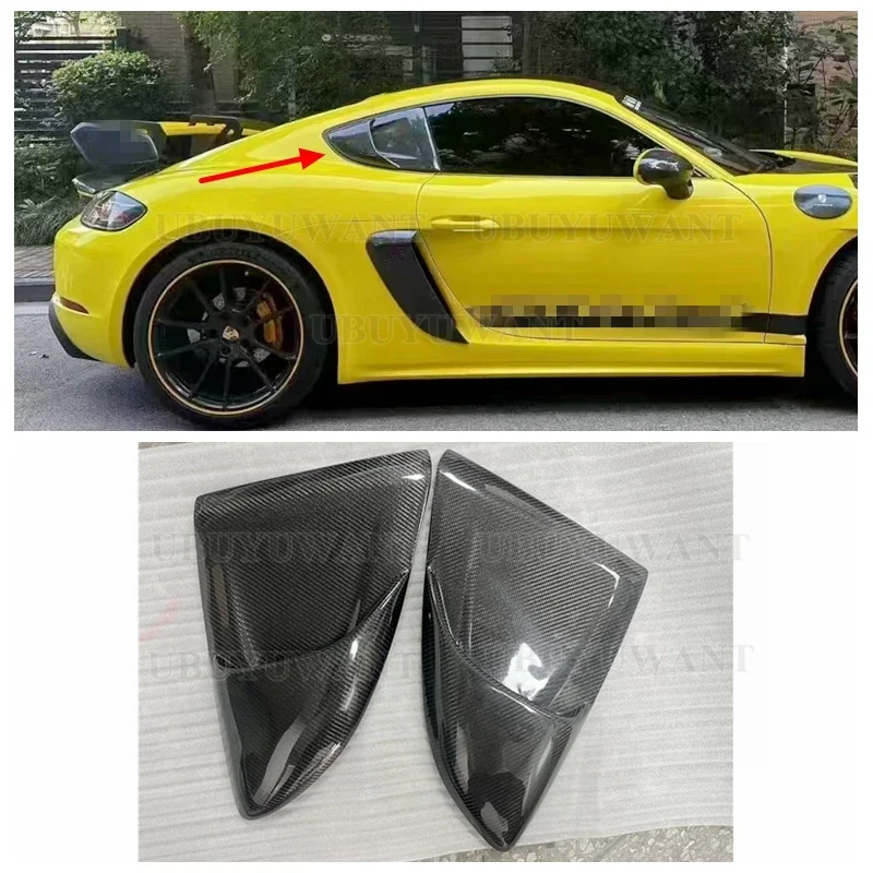 Для Porsche 718 Cayman Hardtop 2016-2023 настоящее углеродное волокно/FRP ЧЕРНАЯ дверная оконная
