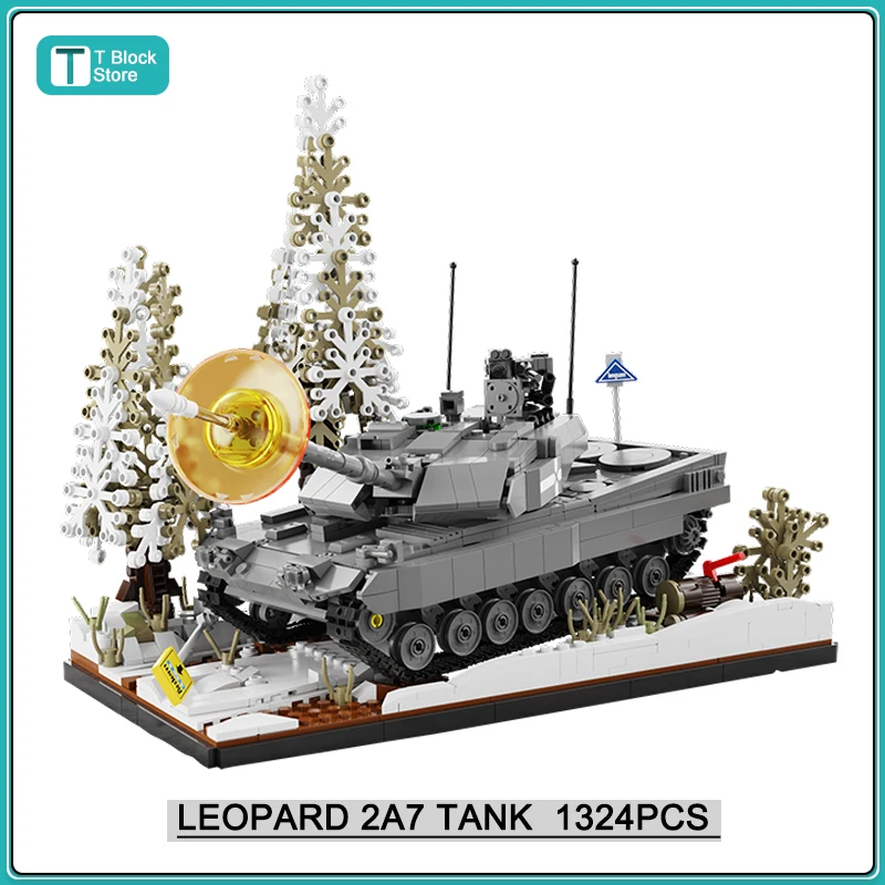 

WW2 Military Large Leopard 2A7 Main Battle Tank Scene Building Blocks Brick Model MOC Army Weapon Soldier Sets Kid Toy Boys Gift