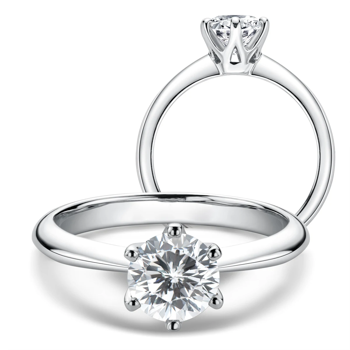 

、 Бриллиантовое кольцо с муассанитом, серебро 925 пробы, обручальное кольцо, Классический круглый женский свадебный подарок, Размер 0,5/1,0 карат