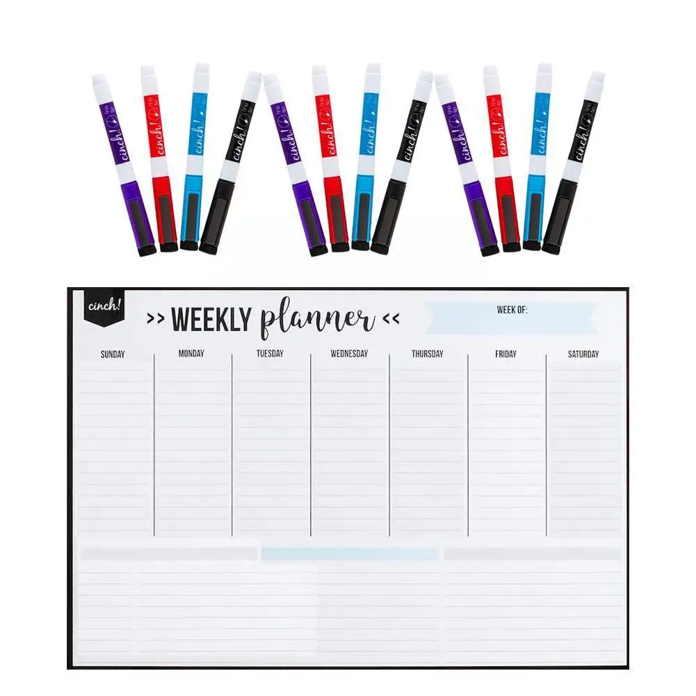 Acrylic Planner Dry Erase Weekly Calendar Magnetic Weekly Monthly Calendar Daily Board Erase 16.5''x11.8'' Refrigerator Dry I4S2