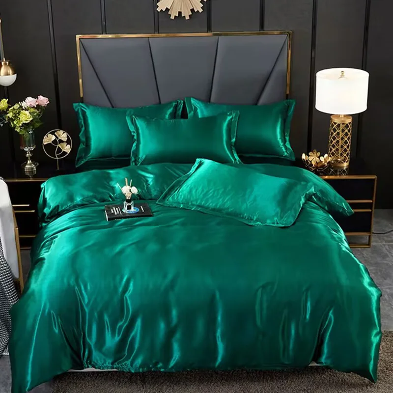 

Luxury Mulberry Silky Blending Bedding Set Queen High-end Satin Duvet Cover Set with Sheet Soft Skin Friendly Silky Bedding Sets