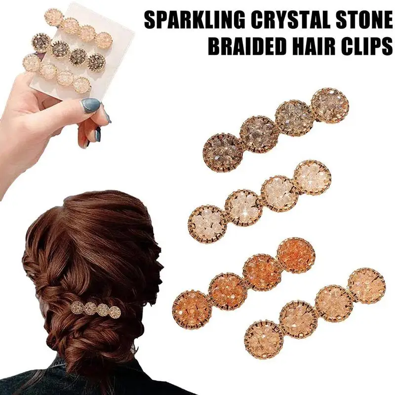 

Женская заколка для волос со стразами в оплетке, Шпилька для волос с когтями, элегантная заколка для конского хвоста, аксессуары для волос, г...