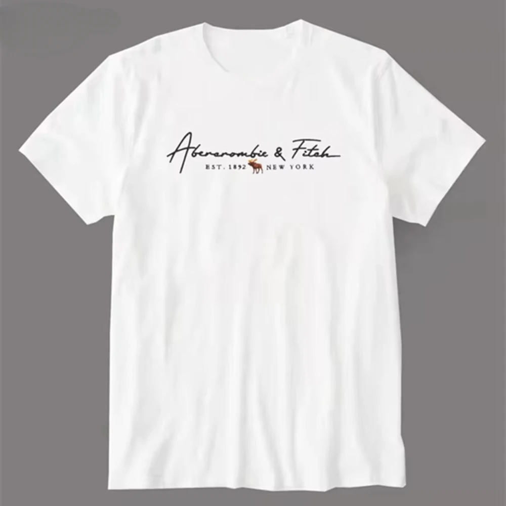 Хлопковая Футболка Унисекс Abercrombie Fitch С Вырезом Лодочкой И Дизайном Оленя