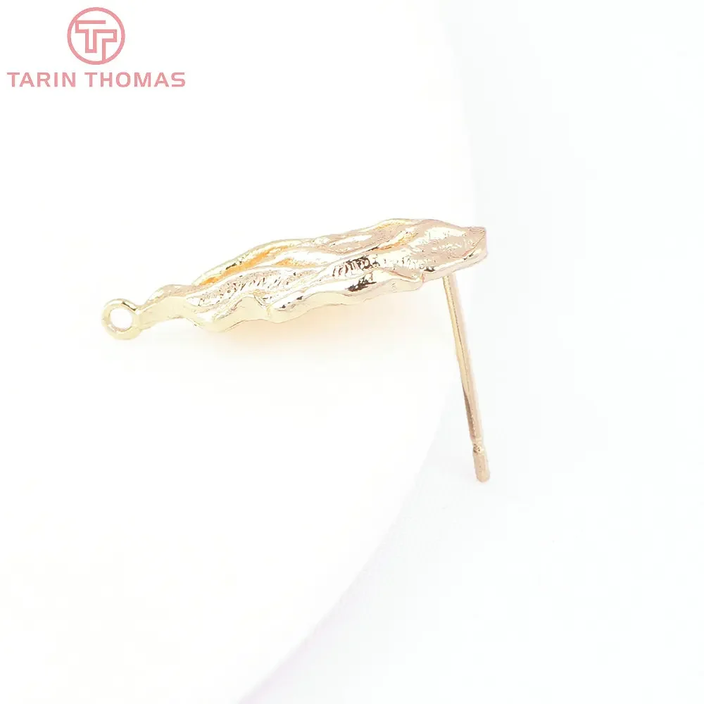 (8190) 6 шт. 9x21 мм 24-каратное золото цвет латунь нерегулярные ретро серьги-гвоздики